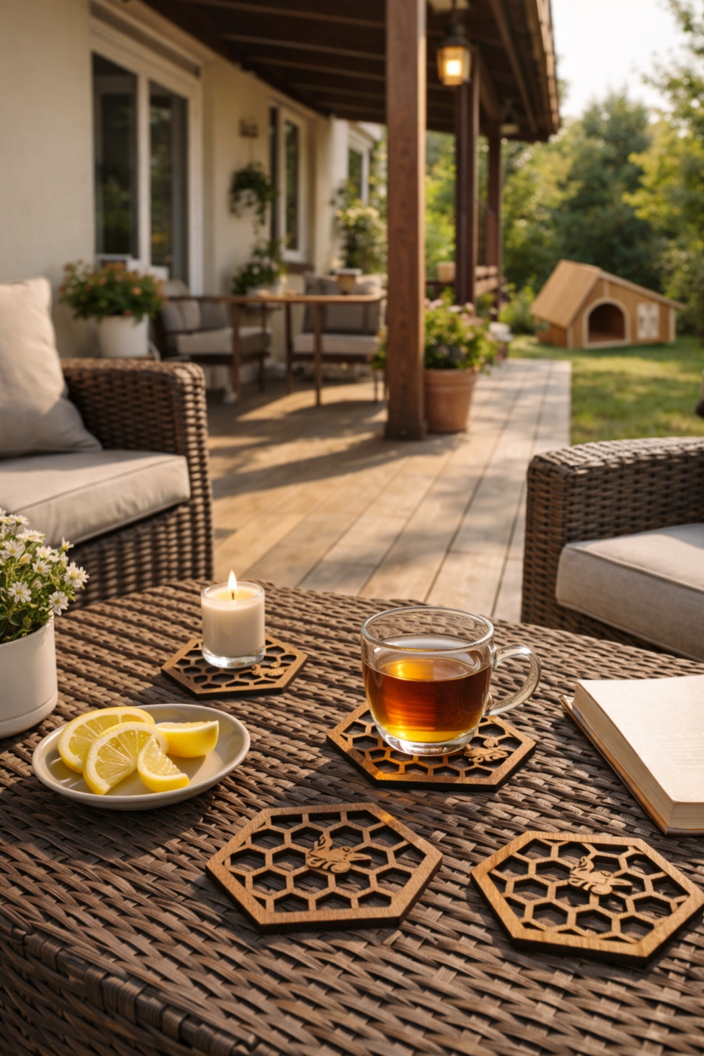 Набор шестиугольных деревянных подставок под напитки с держателем “Honeycomb” – Lignaris 