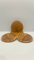 Round Wooden Drink Coasters Set with Holder “Palm” – Lignaris